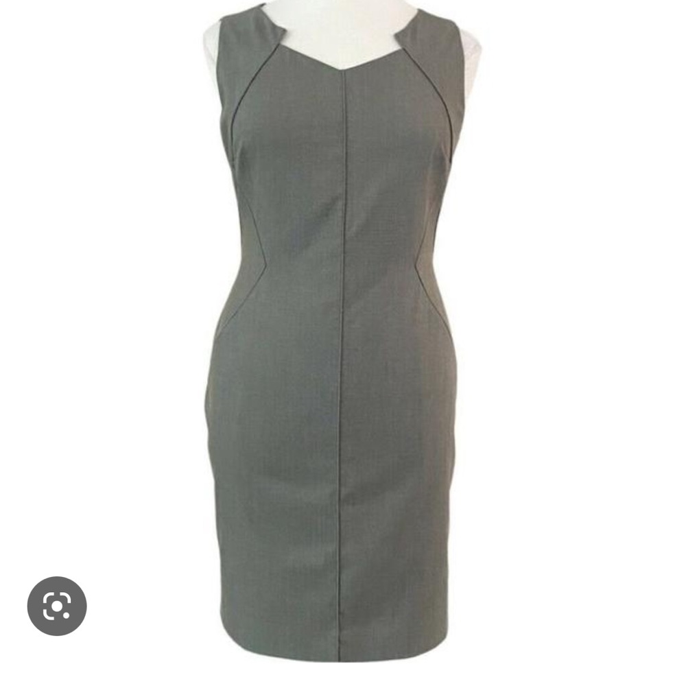 Antonio Melani Taupe Sleeveless V-neck Avery Hunter Piped Sheath Dress 4